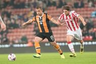STOKE ON TRENT, ENGLAND - SEPTEMBER 21: Shaun Maloney of Hull and Joe Allen of Stoke City in action during the EFL Cup Third Round match between Stoke City and Hull City at the Bet365 Stadium on September 21, 2016 in Stoke on Trent, England.  (Photo by Nathan Stirk/Getty Images)
